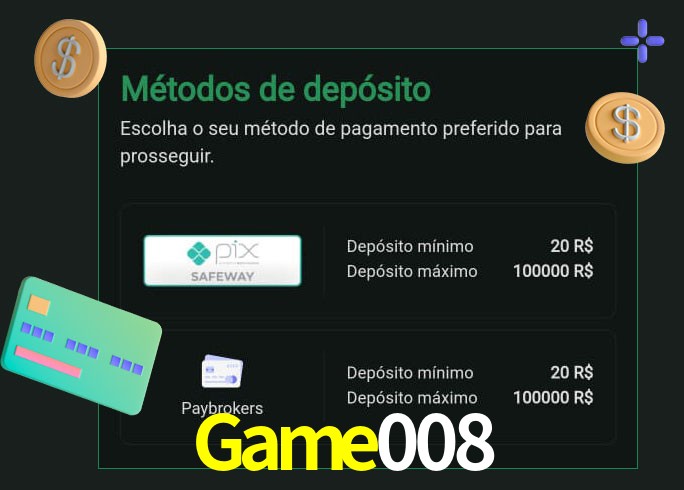 O cassino Game008 oferece uma grande variedade de métodos de pagamento